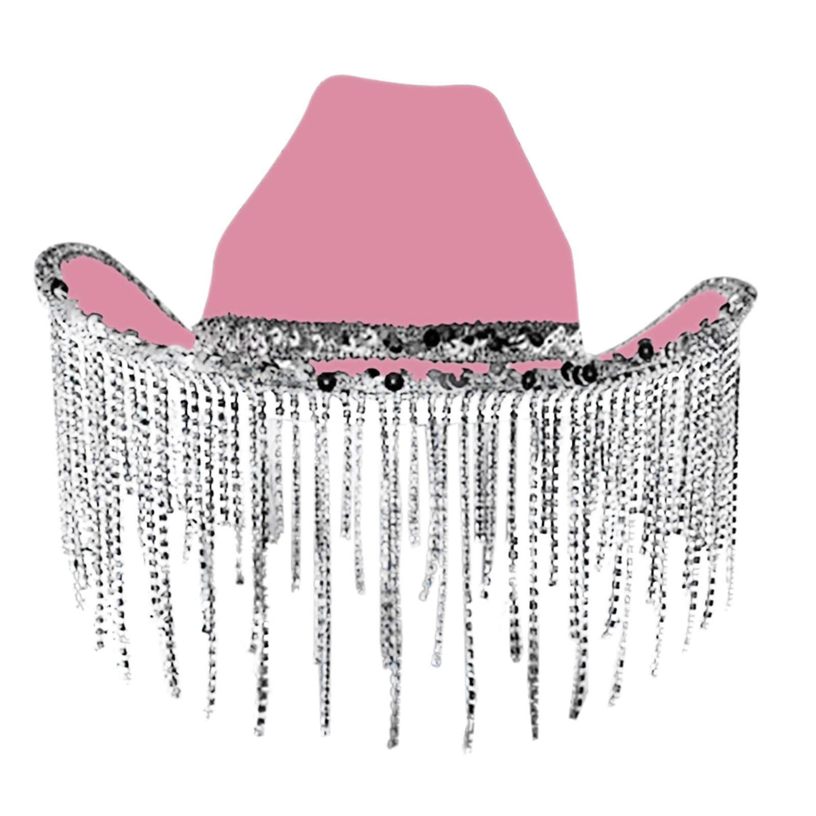 Cappello da cowgirl per adulti cappello da cowboy con paillettes strass frangia adatta alla maggior parte delle donne per feste a tema nero bianco