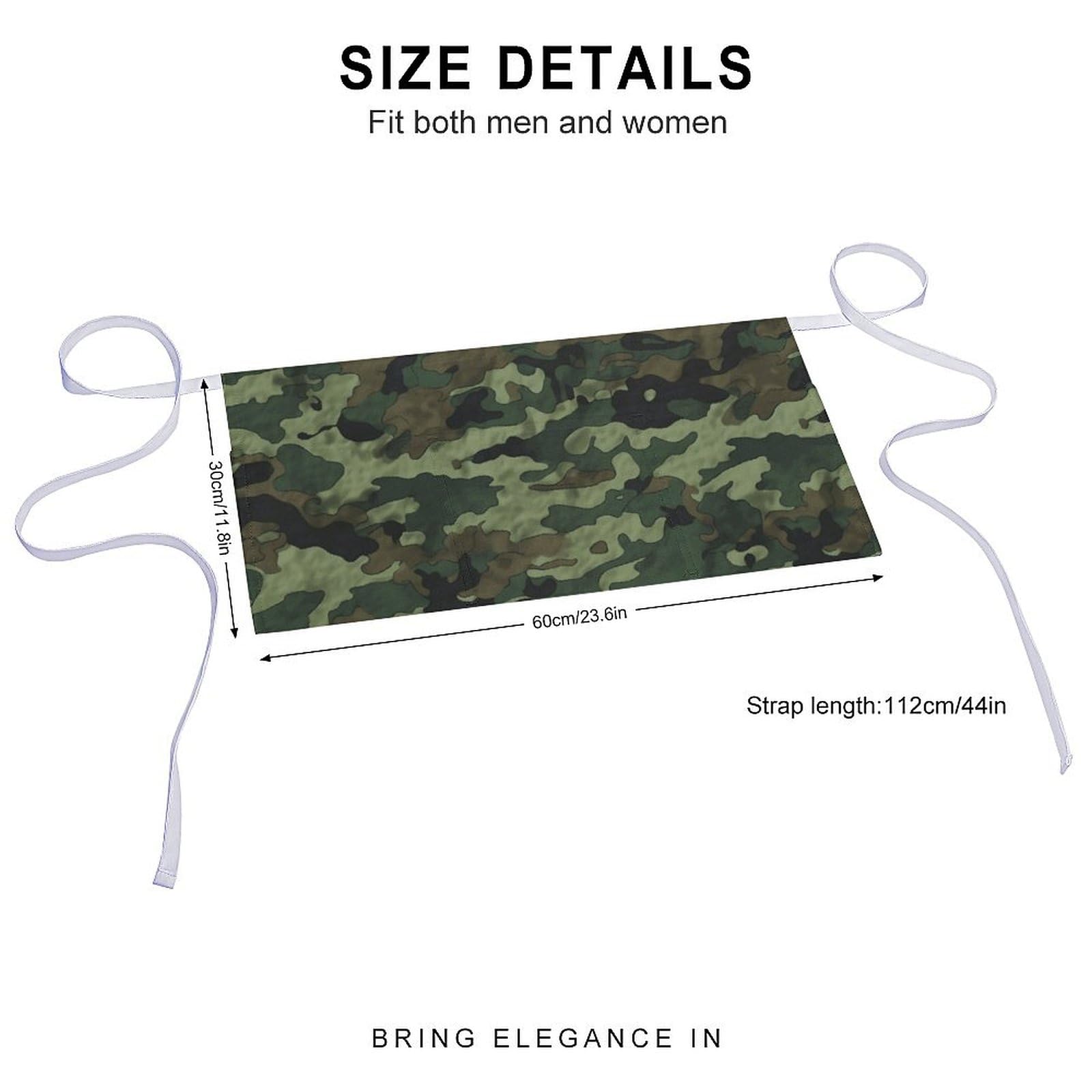 DJUETRUI Green Military Camo Adjustable for Women Men with Pockets Extra Long Lab Apron Butcher Apron Oxford Cloth Cotton Apron for Kitchen Cooking Baking