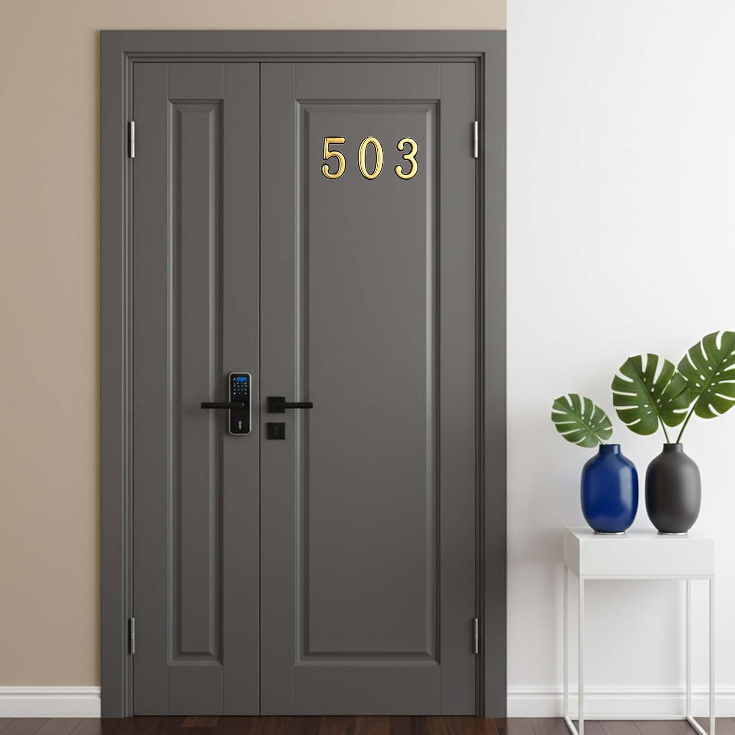 20 PCS Mailbox Numbers for Outside, 2 Inch 0-9 Gold Mail Box Numbers for Mailbox Outside, 3D Self-Adhesive House Numbers for Outside, Apartment, House Door, Room, Office, Trash Bins
