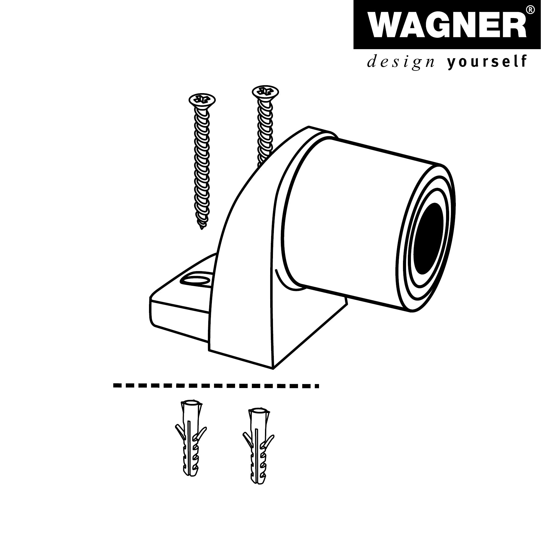 WAGNER Fermaporta BACK DOOR - 94 x 52 x 68 mm I Fermaporta a pavimento da avvitare indoor e outdoor I Fermaporta pesante in zinco pressofuso effetto alluminio con paracolpo in plastica - 15500111