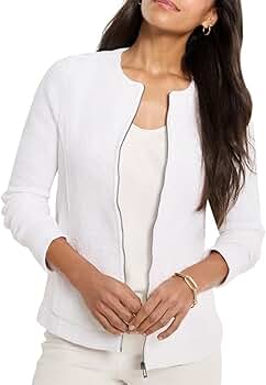 Amazon.com: NIC+ZOE Women's Zip Front Mix Knit Jacket, Paper White