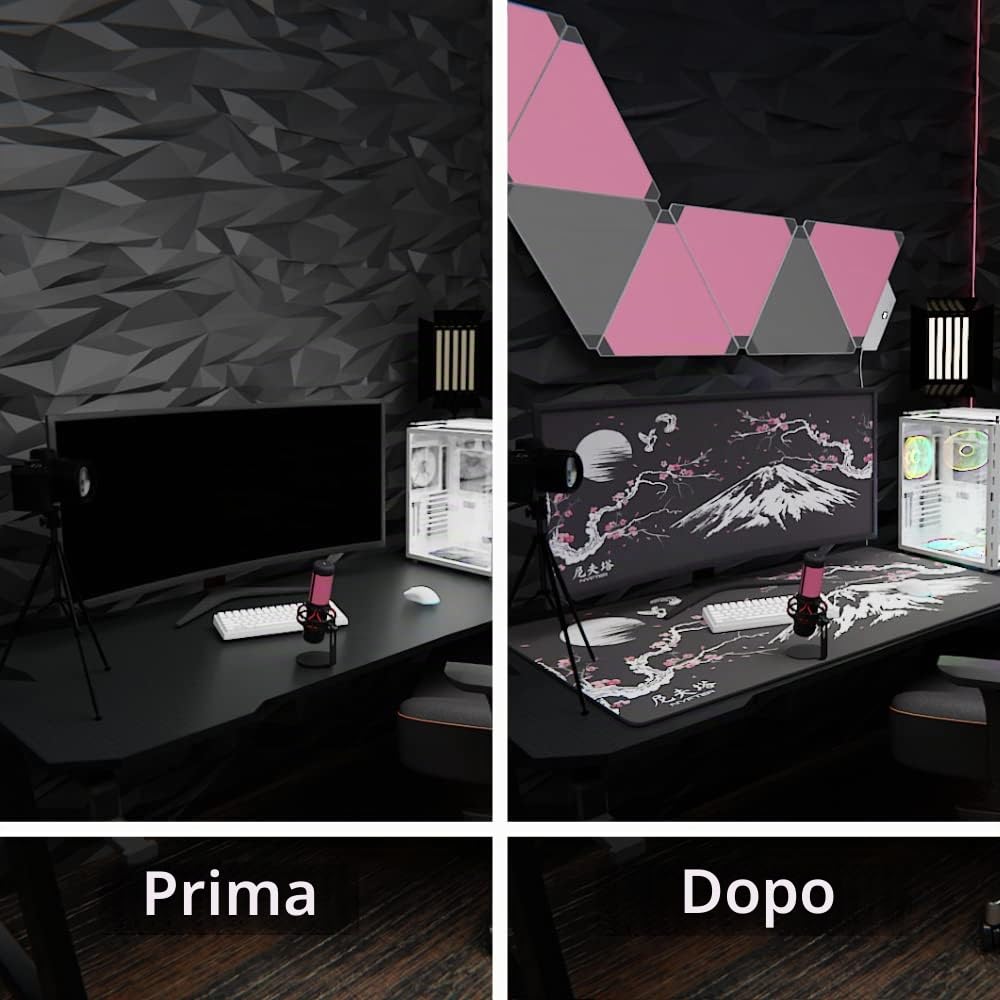 Nyfter - Tappetino per mouse da gioco 3XL Sakura nero 1200 x 600 mm Premium Fuji Mousepad Size Grandi bordi cuciti durevoli con Glide di alta qualità e antiscivolo Speed Gaming Mousepad