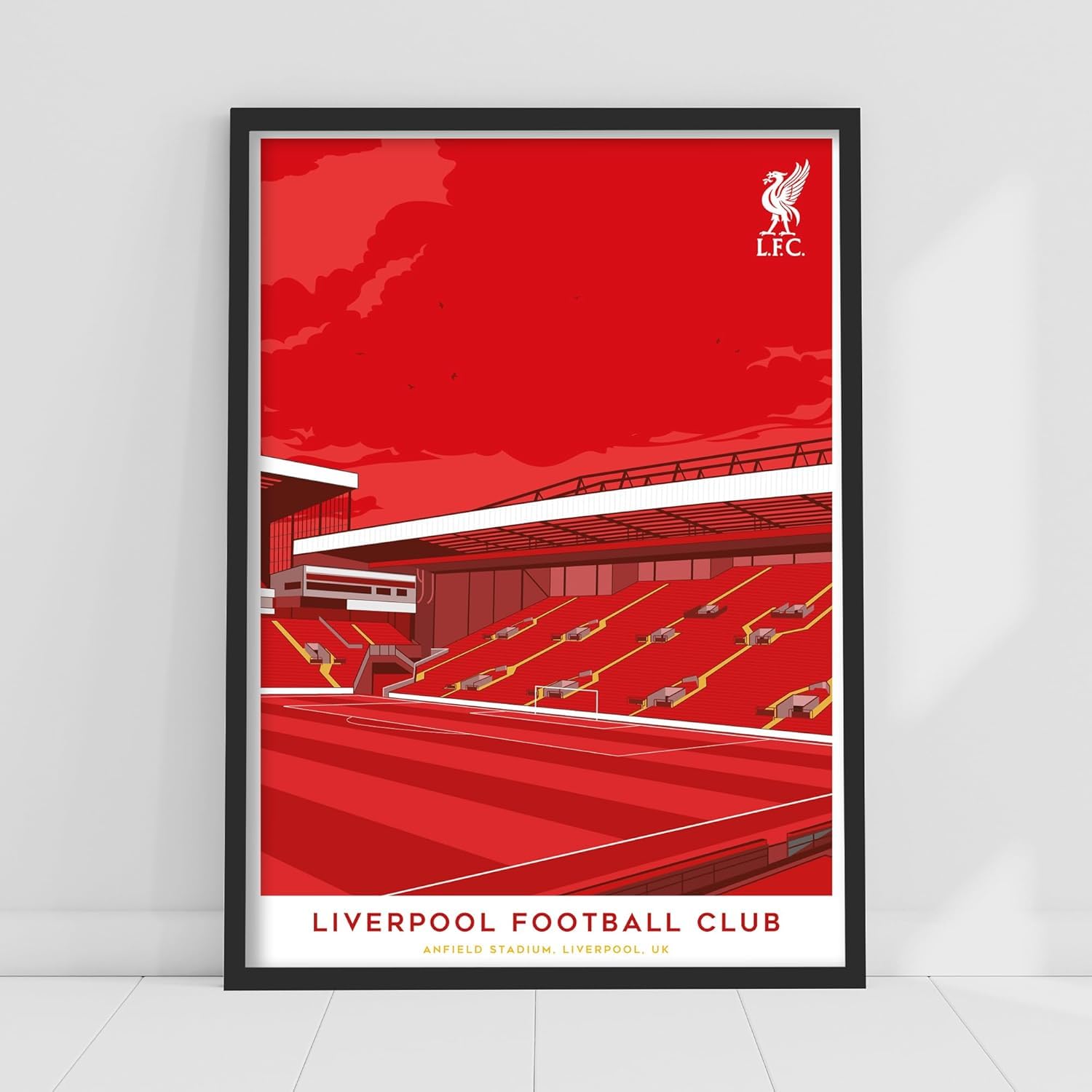 Themed Red Liverpool Fc Print - Anfield Illustration Stands Poster Lfc Football Art (29.7Cm X 42Cm - A3)