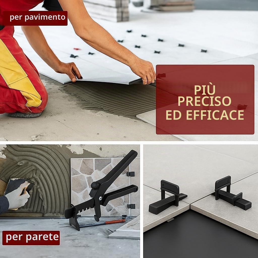 2500 Distanziatori Autolivellanti per Piastrelle 2mm - Made in Italy - Sistema di Livellamento a Perdere, Compatibile con Raimondi - Professionali per Posa Precisa (2500pz 2mm)