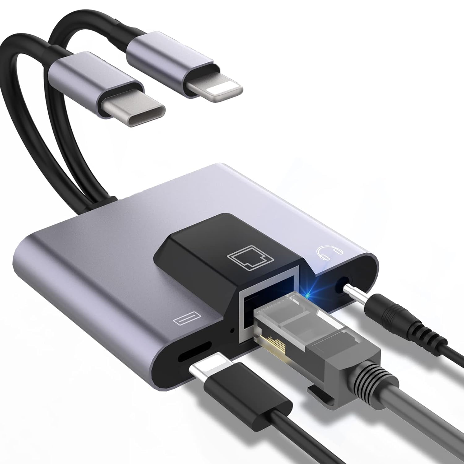 Lightning & USB-C to Ethernet Adapter with 3.5mm Audio Jack & Lightning Charging Port, RJ45 LAN Network Converter Supports 100Mbps for iPhone, iPad, MacBook, Laptop, Plug & Play-image-34