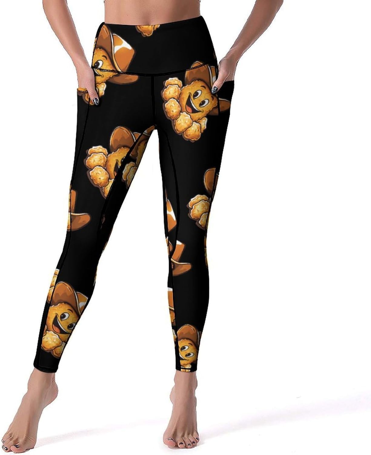 Funny Chicken Nugget Womens Yoga Pants High Waist Tummy Control Workout Leggings