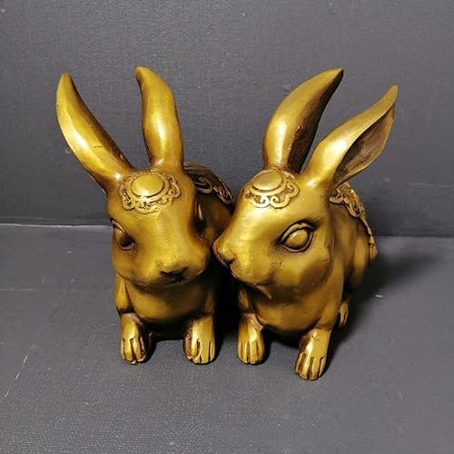 Miniatura 7 de Decoraciones en forma de conejo, escultura de conejo de latón, adorno chino del festival de primavera lunar 2023, regalo de Año Nuevo, decoración de