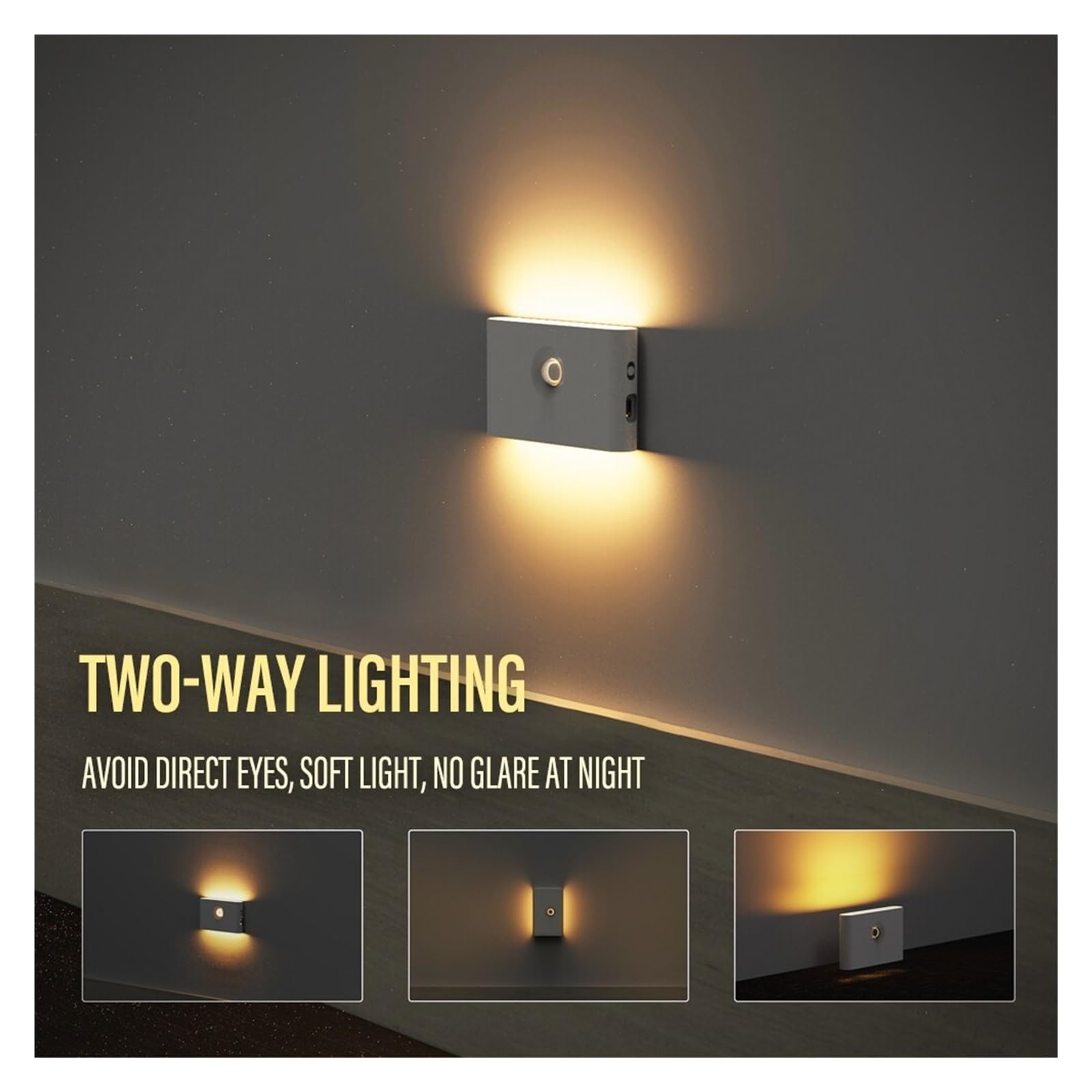 Luz Nocturna con Sensor Inteligente LED, Inalámbrica, Carga USB, De Movimiento, Pared For Dormitorio, Pasillo, Armario, Iluminación FáCil InstalacióN.(Flat induction-4PCS)