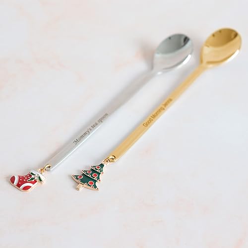 Miniatura 7 de Juego de cucharas personalizadas de Navidad grabadas con nombres personalizados, citas, fechas para té, café, sopas, helados, postres para