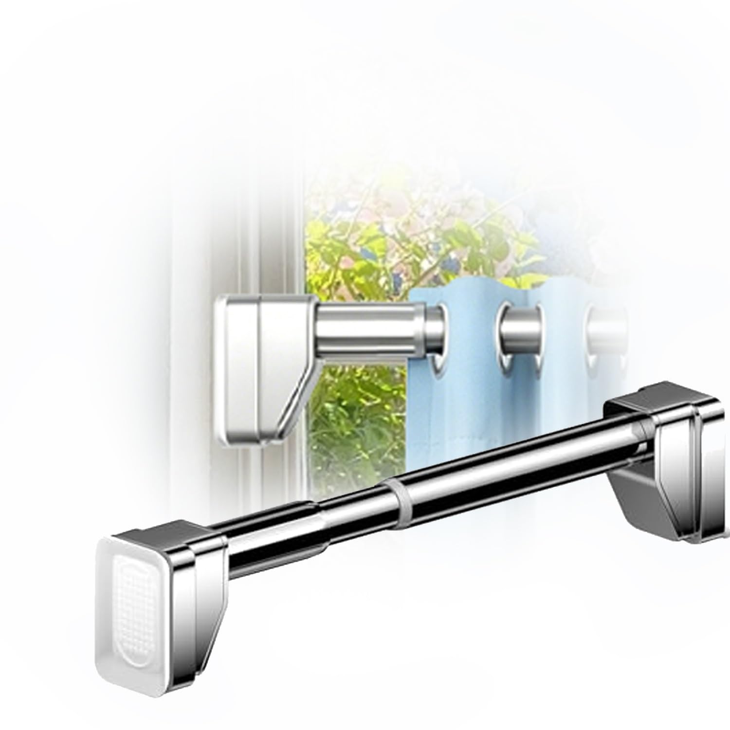 Barra De Cortina De Ducha Extensible 1m 2.5m 3.5m 4m 5m Tubo Para Cortina De Baño Sin Taladrar Acero Inoxidable Antideslizante Barra Cortinas Extensible De Tensión Telescópica(Metallic,260-350CM)