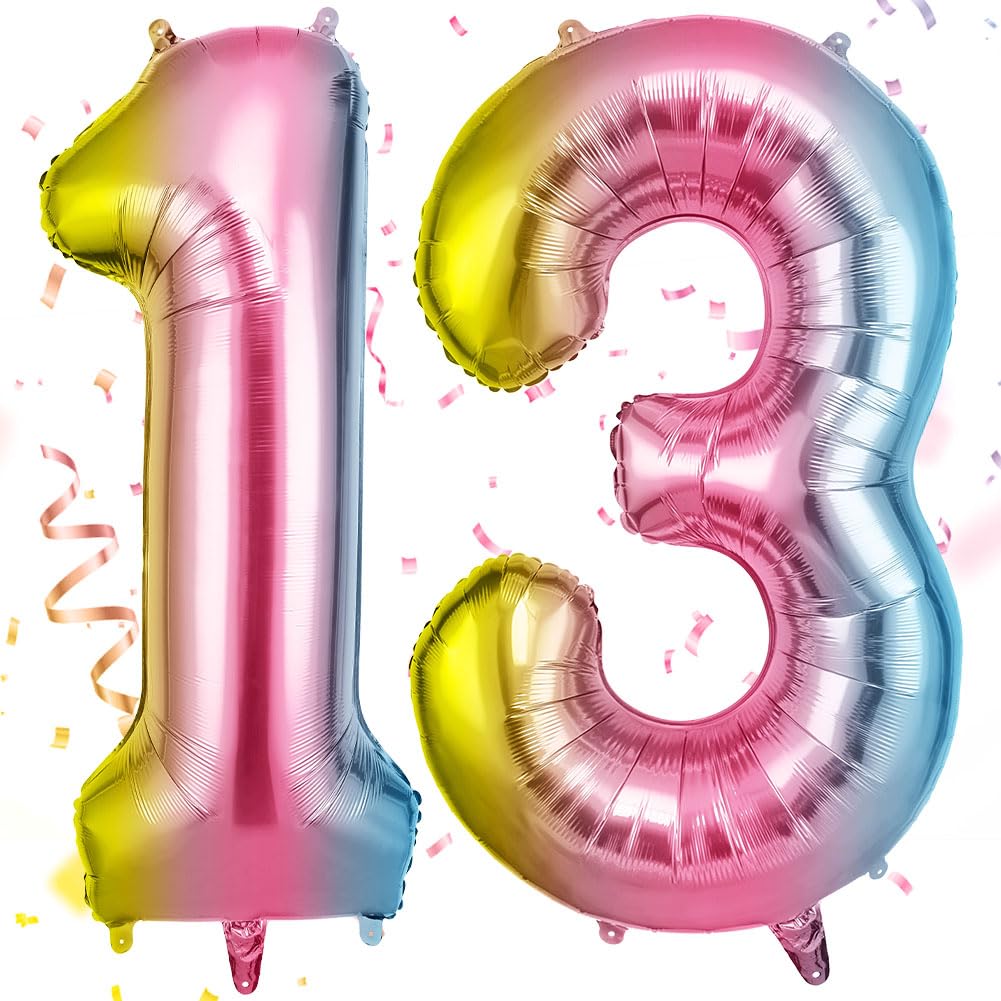 20 Palloncini Per 13° Compleanno – 30,5 Cm, Metallizzati, Multicolore Con Numero 13 – Decorazione Feste