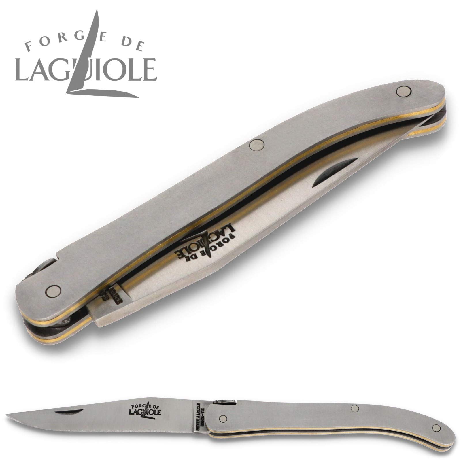 Forge de Laguiole Messer - 10 cm - Ghion Triple Platine Stahl Messing - Klinge 8 cm - Taschenmesser Messer handgefertigt Frankreich
