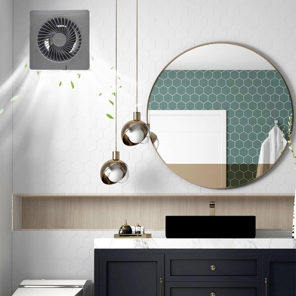 Ventilador de ventilación extractor, ventilador solar de pared con válvula de retención, ventilador de escape industrial de 12 V, ventilación de baño, ventilador de escape de casa de cría (6 pulgadas)