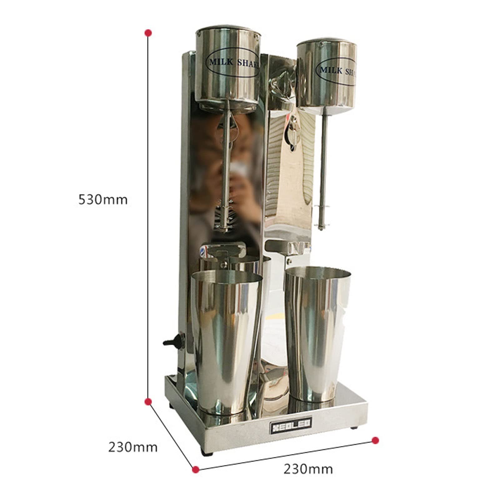 PAHION Machine De Créateur De Milkshake Double Shaker Mélangeur À Lait Électrique Professionnel 2 Vitesses Acier Inoxydable Mélangeur De Boissons De Smoothie Lait Shaker Protéique 18000 TR/Min 750 ML