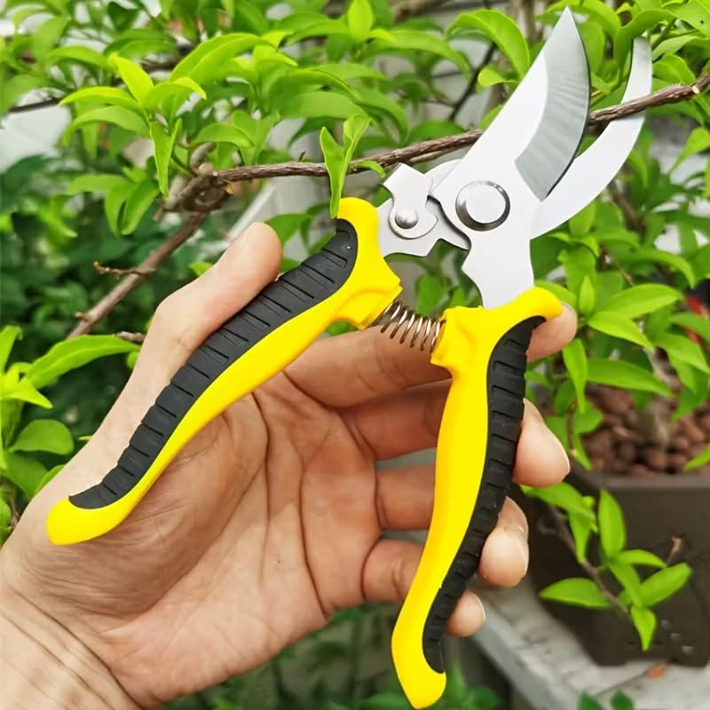 Image of Heavy Duty Garden Pruner & Plant Cutter Scissor with Safety Lock - Carbon Steel Bypass Pruning Shears for Home Gardening, Flowers, and Branch Trimming (Multicolor, Manual)