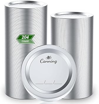 FENRIR 204 Pack Regular Mouth Canning Lids for Mason Jars, 70mm Silver Split-Type Metal Lids with Airtight Silicone Seal, Food Grade & Leakproof Mason Jar Lids for Canning, Preserving, Bulk Stock Up