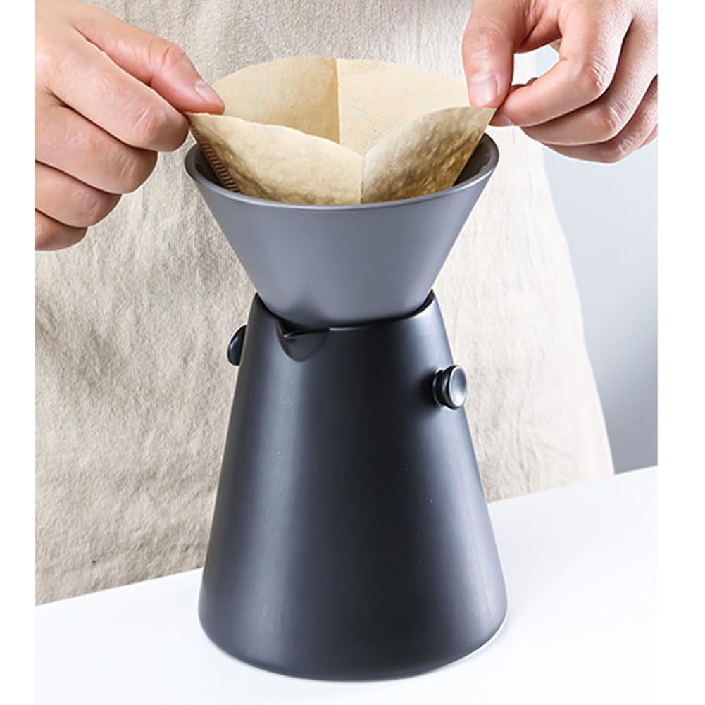 Juego de cafetera de cerámica, gotero V60 y filtro de café, embudo de cono para café, cafetera de goteo, 1-2 tazas