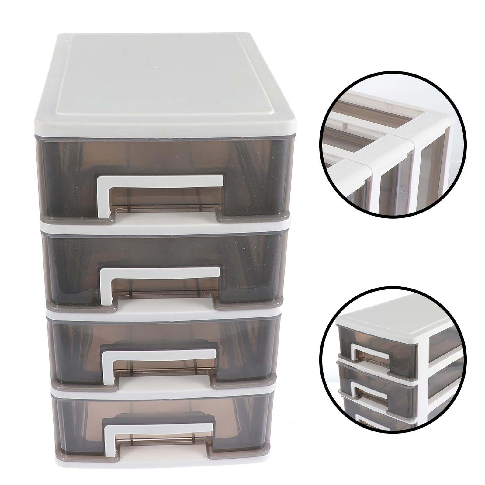 Cabilock Cassettiera Scrivania Trasparente Strati Scatola Portaoggetti Impilabile per Cosmetici e Accessori Contenitore Organizzatore per Lipstick e Smalti Contenitore Resistente e