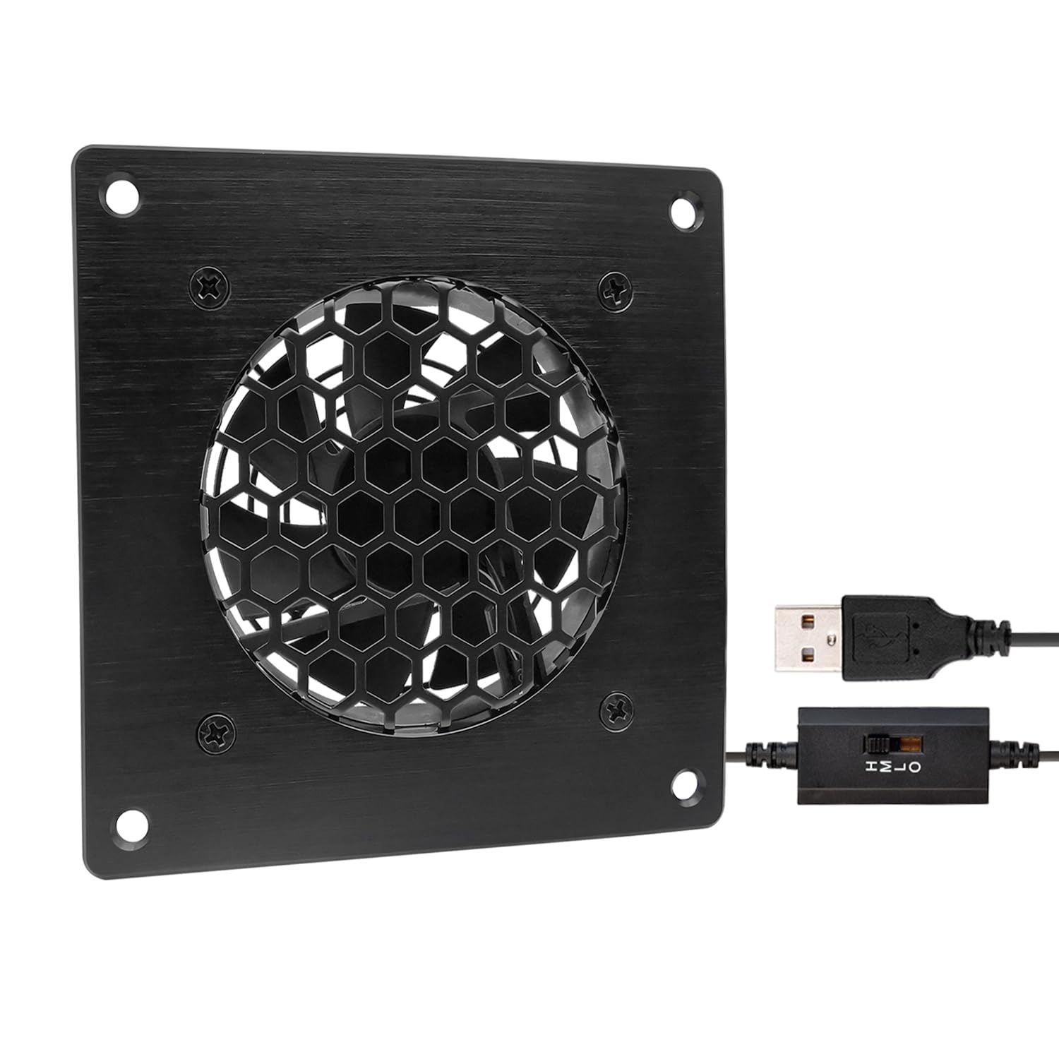 iYueMps USB Fan 120mm Fan 3-speed adjustable 5V / 0.3A USB fan Cooling Radiator with Black Metal Panel frame for home theater AV cabinet cooling