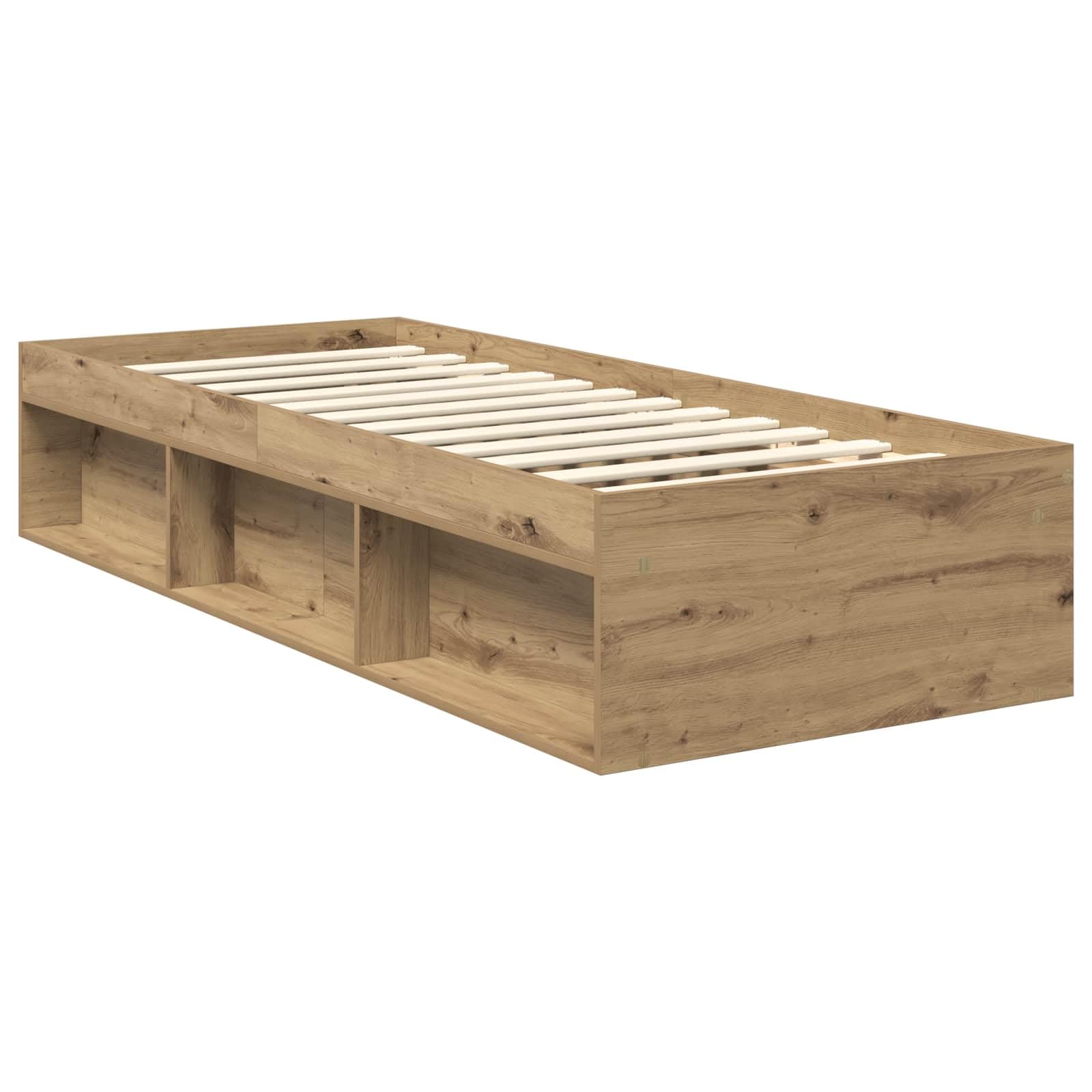 vidaXL Estructura de Cama con cabecera Roble Artisan 75 x 190 cm
