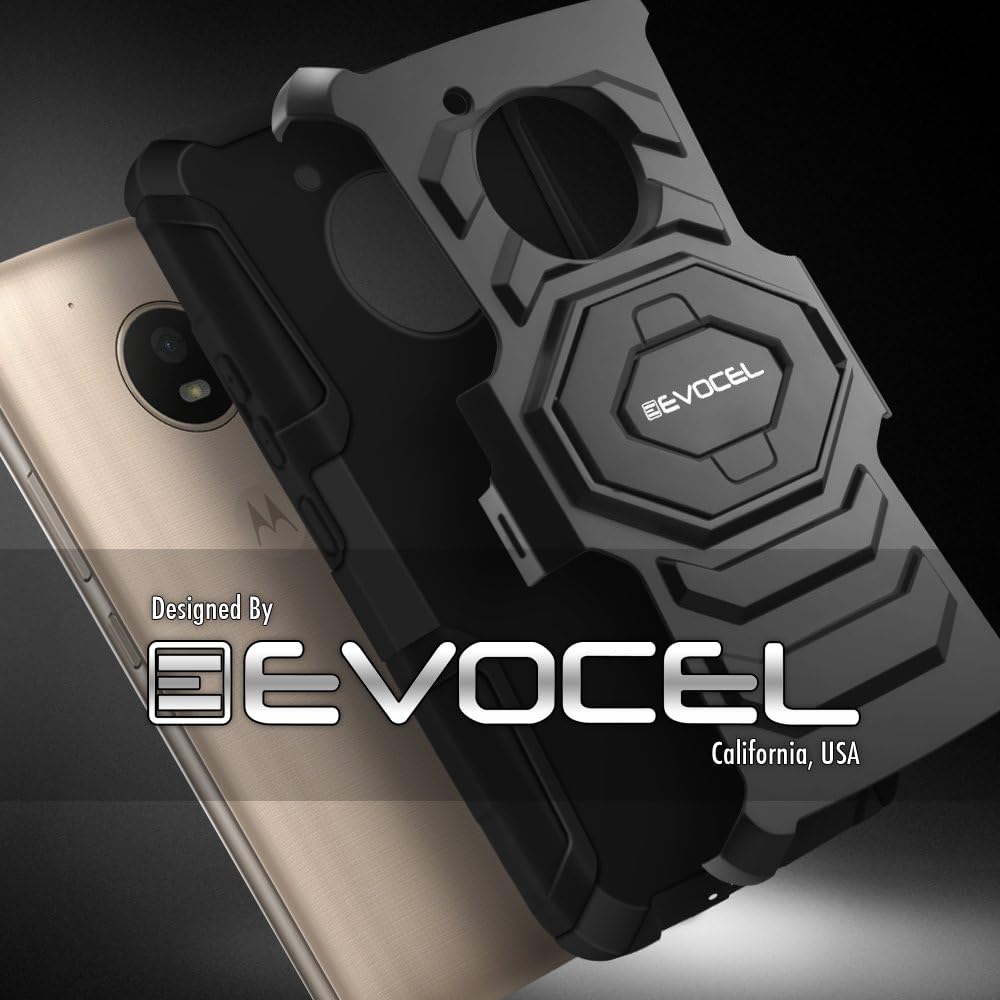 Motorola Moto E4 Case, Evocel [New Generation Series] Belt Clip Holster, Kickstand, & Dual Layer for Motorola Moto E4 (XT1762 / XT1766) / Moto E 4th Generation, Black (EVO-MOTE4-XX01)