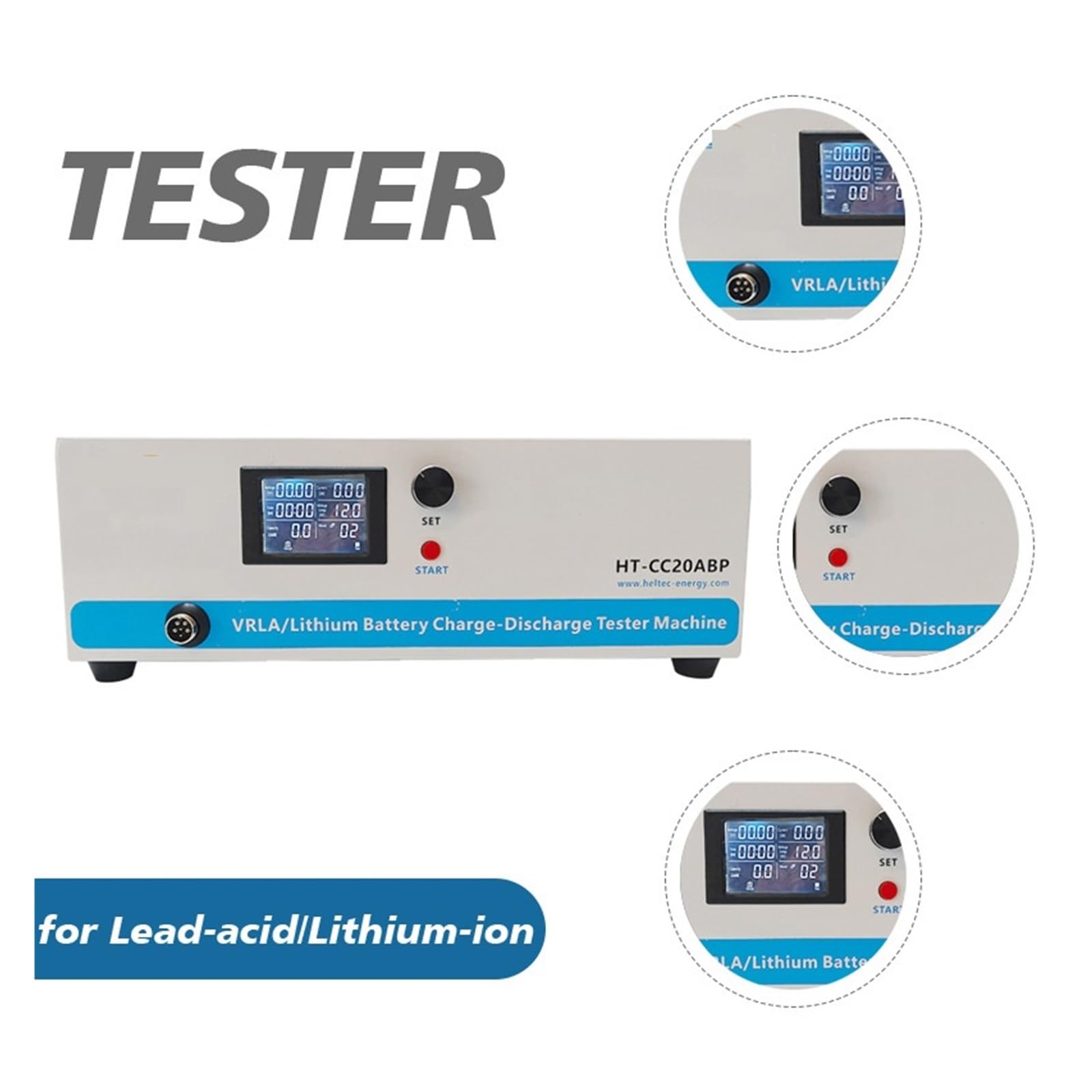Tester baterii 9-99 V 20 A do akumulatorów litowych, kwasowo-ołowiowych i innych. Ładowanie i rozładowywanie. Cyfrowy wyświetlacz. Tester obciążenia. Pomiar rezystancji