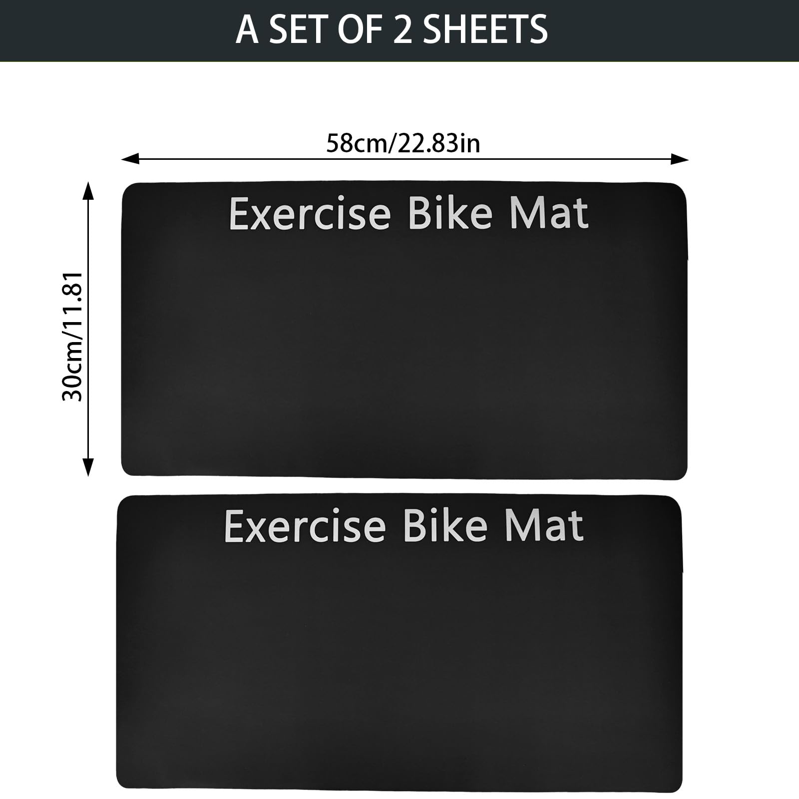 2 tappetini di protezione per pavimenti per attrezzature da fitness, cyclette, antiscivolo, per Peloton, tappetino protettivo antiurto per tapis roulant, tappetino fitness, 60 x 30 cm