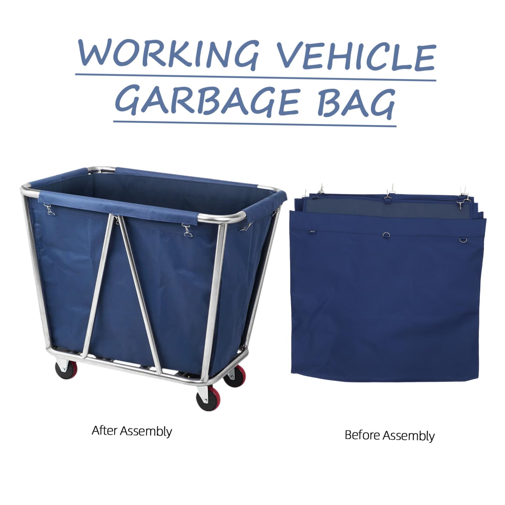 Bolsa de Lavandería Extraíble de Tela Oxford Azul para Carrito de Limpieza, Forro para Cesta de Ropa Sucia, Bolsa de Almacenamiento Amplia Adecuado para Uso en Carritos