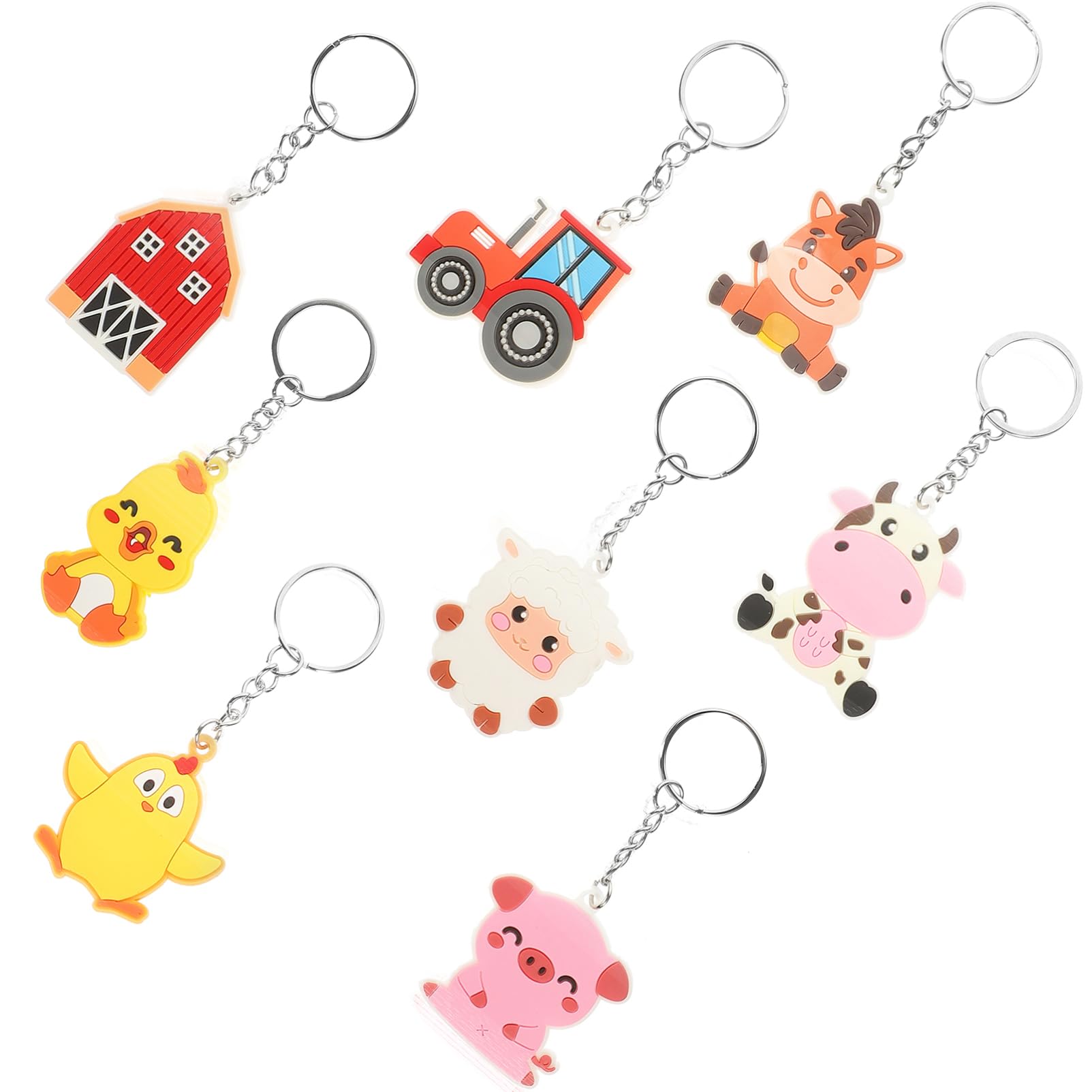 ibasenice Portachiavi in Pvc Animali da Fattoria 8 Pezzi Decorazione per Zaini e Telefono Portachiavi Originale Carino e Delicato per Ogni Occasione