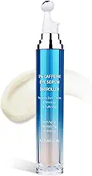 VRAIKO Sérum para os olhos para olheiras e inchaço, 5% de cafeína 8% retinol creme sob os olhos com aplicador de rolo 3D embutido, peptídeo de ácido hialurônico para hidratação linhas finas rugas, 15
