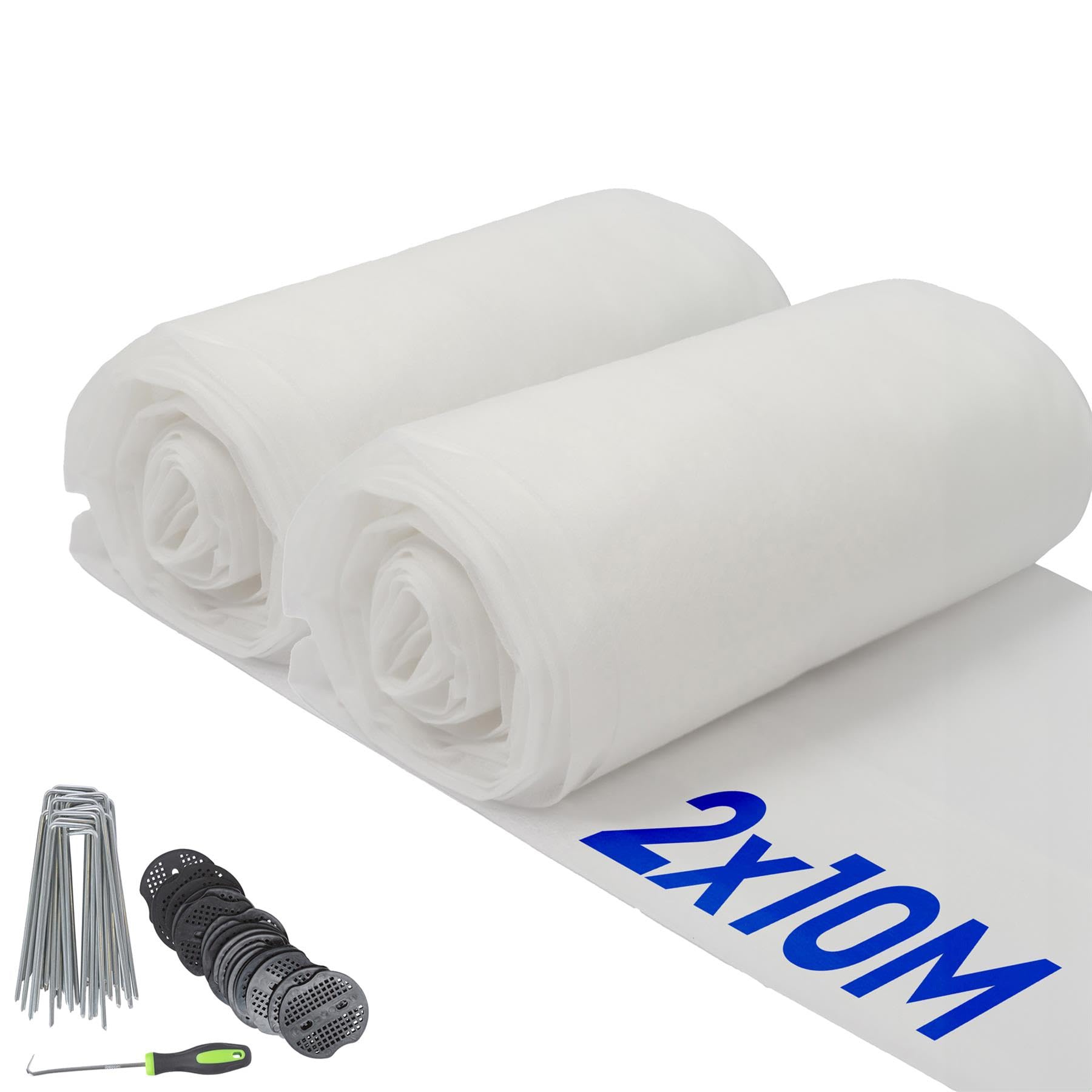 Harbour Housewares 30gsm Toison Végétale Antigel Set avec Piquets & Plaques - 2M x 20M (2 Rouleaux) - Blanc - Horticole Hiver Envelopper Couverture Protecteur Filets pour Plein Air Jardin Plantes