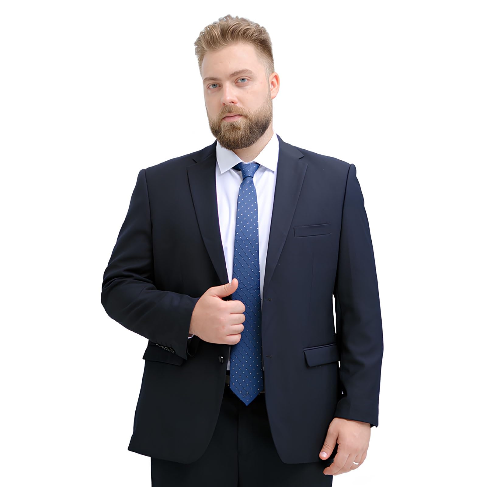 Veste De Costume Pour Homme De Grande Taille, Jacket De Costume De Mariage Droite À Deux Boutons, Veste De Costume Habillée