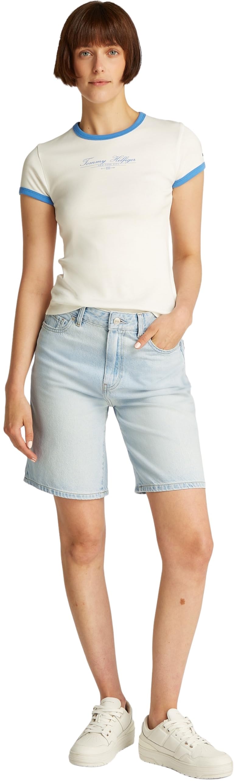 TOMMY HILFIGER Dnm Bermuda Short Hw Sky Ww0ww44388 - DNM BERMUDA SHORT HW SKY WW0WW44388 Kobiety
