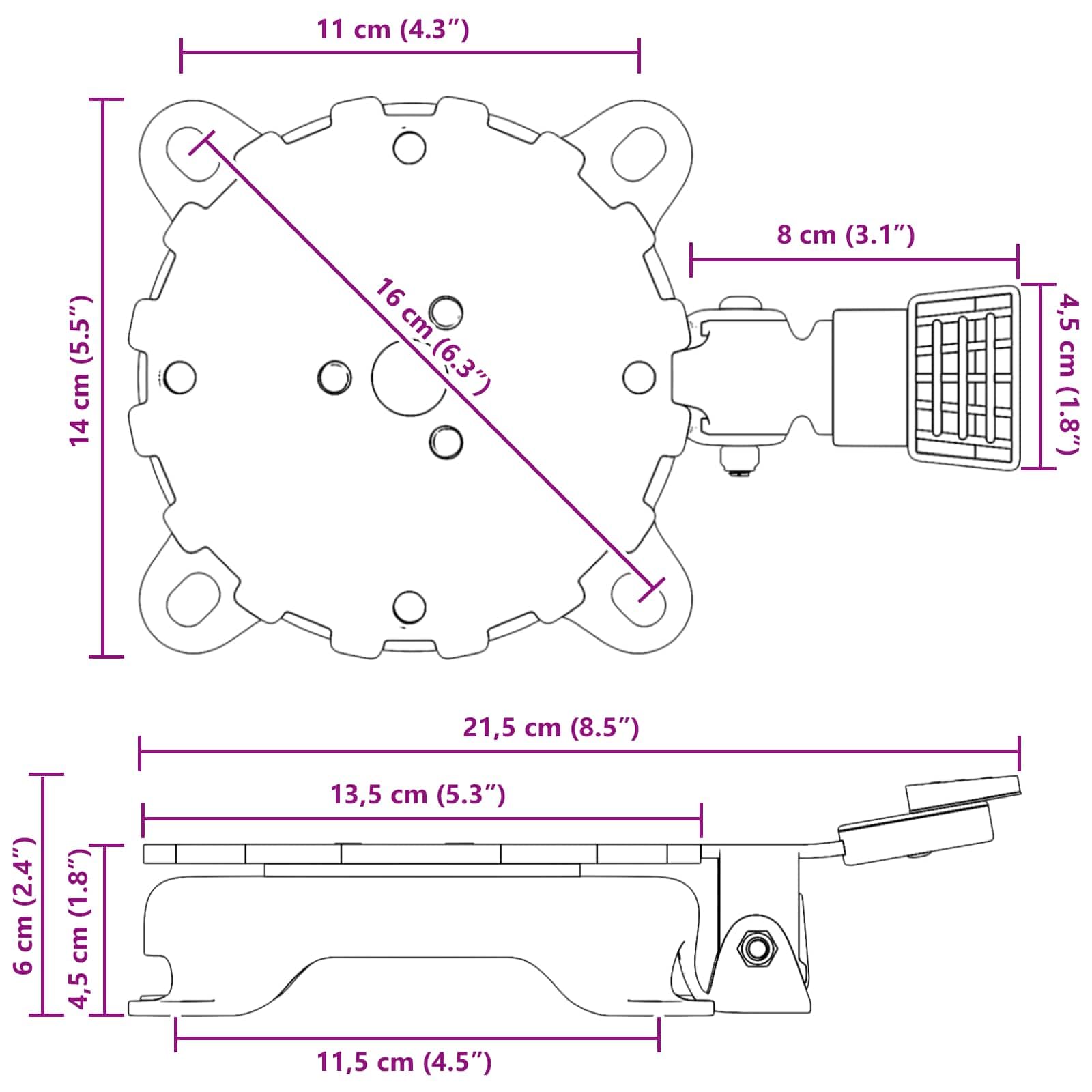 Supporto per ombrellone argentato in robusto acciaio, 23 x 15,5 x 6 cm, resistente alle intemperie e al vento, ideale per giardino, balcone, terrazza, base stabile per ombrellone con facile