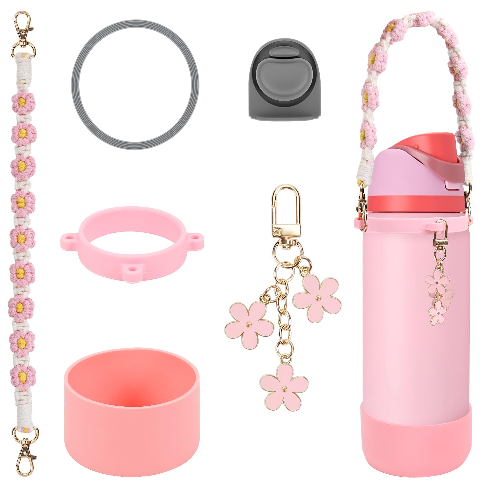 Comprehensive Compatible Owala Accessories Set: Silicone Boot for 24oz & 32oz Bottles, Water Bottle Handle Strap, Bottle Seal Ring, Replacement