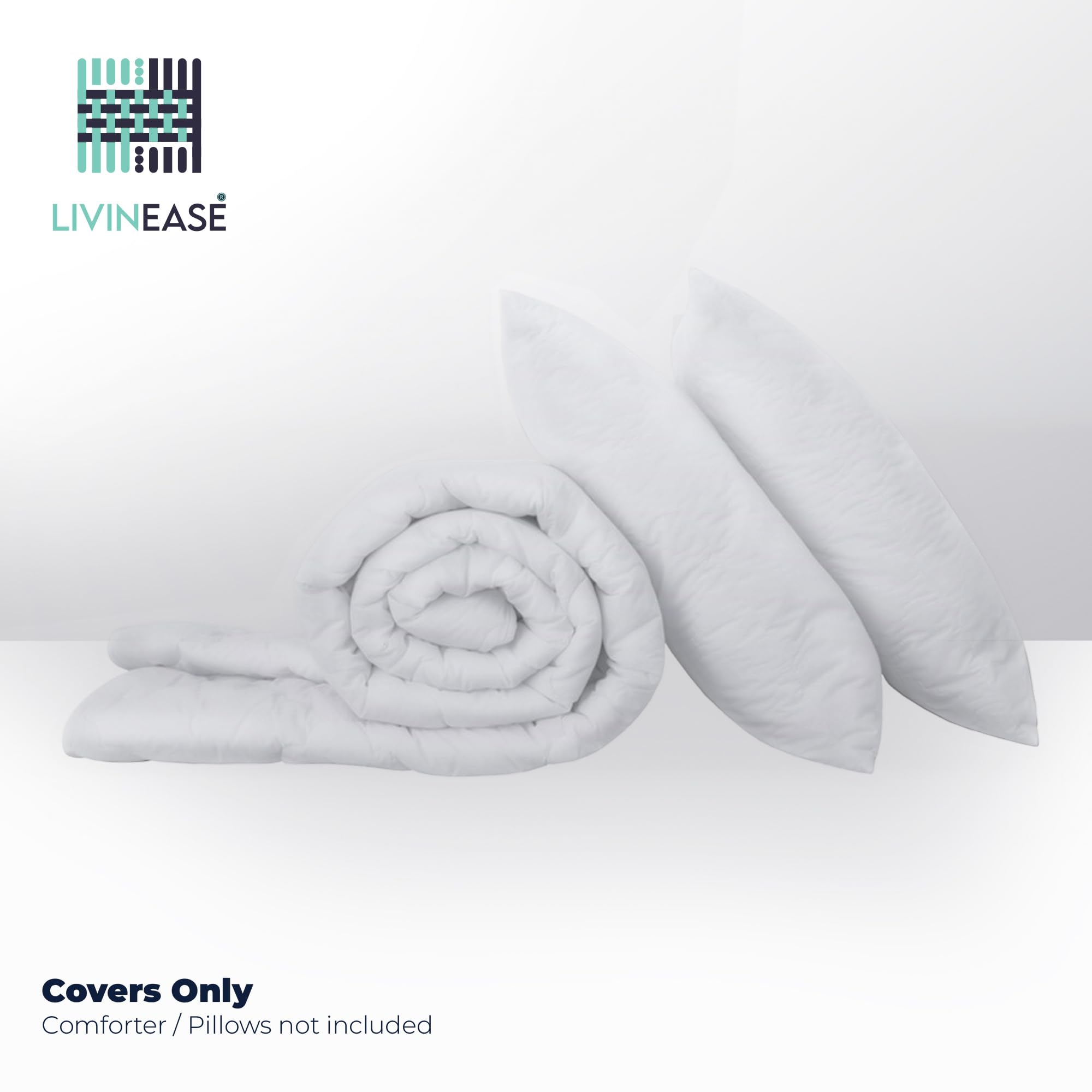 LivinEase Set Copripiumino Matrimoniale - Microfibra Copripiumino 255x200cm + Federe 50x80cm - Copripiumino Bianco