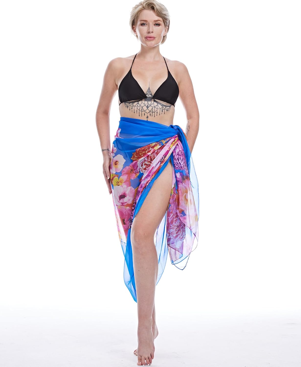 MissShorthair Womens Chiffon Beach Pareos Sarong Sheer Swimsuit Cover Ups Swimwear Bikini Wrap - Image 2