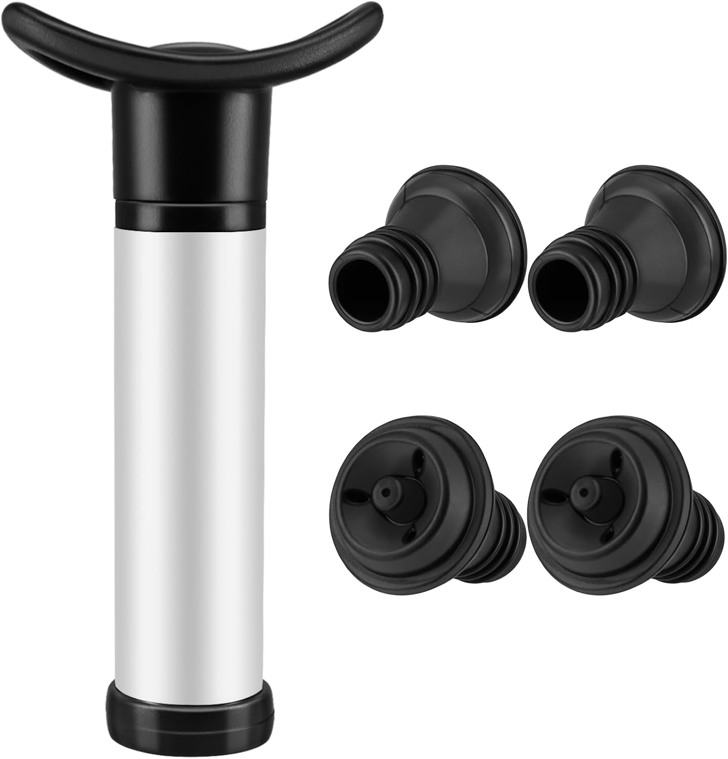 Wine Saver Vacuum Pump with 4 Stoppers, BENACES Red Wine Vacuum Pump, Reusable FDA-Grade Silicone Stoppers Preserver fit Most Kind of Standard Bottle, Slowing Down the Oxidation, Keep Wine Fresh