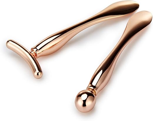 LISAPACK 2PCS Metal Eye Cream Applicator Wand Stick, Massager Tool for Facial Massage, Reduce Puffiness (Rose Gold)