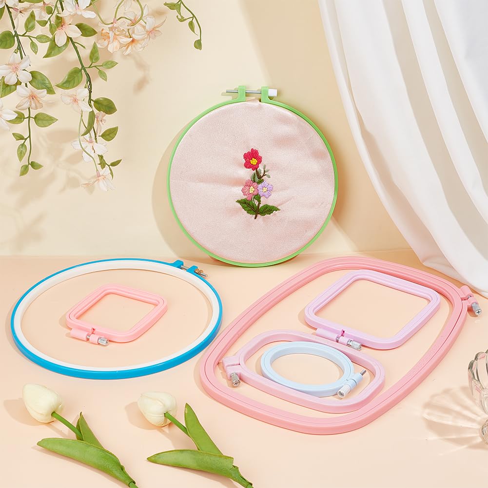 OLYCRAFT 7 set di Telai Da Ricamo In Plastica di 7 misure per Lavori Fai Da Te Cucito Ricamo Progetti Ricamati Kit per Punto Croce Telaio Rettangolare per Ricamo per Appassionati di Artigianato