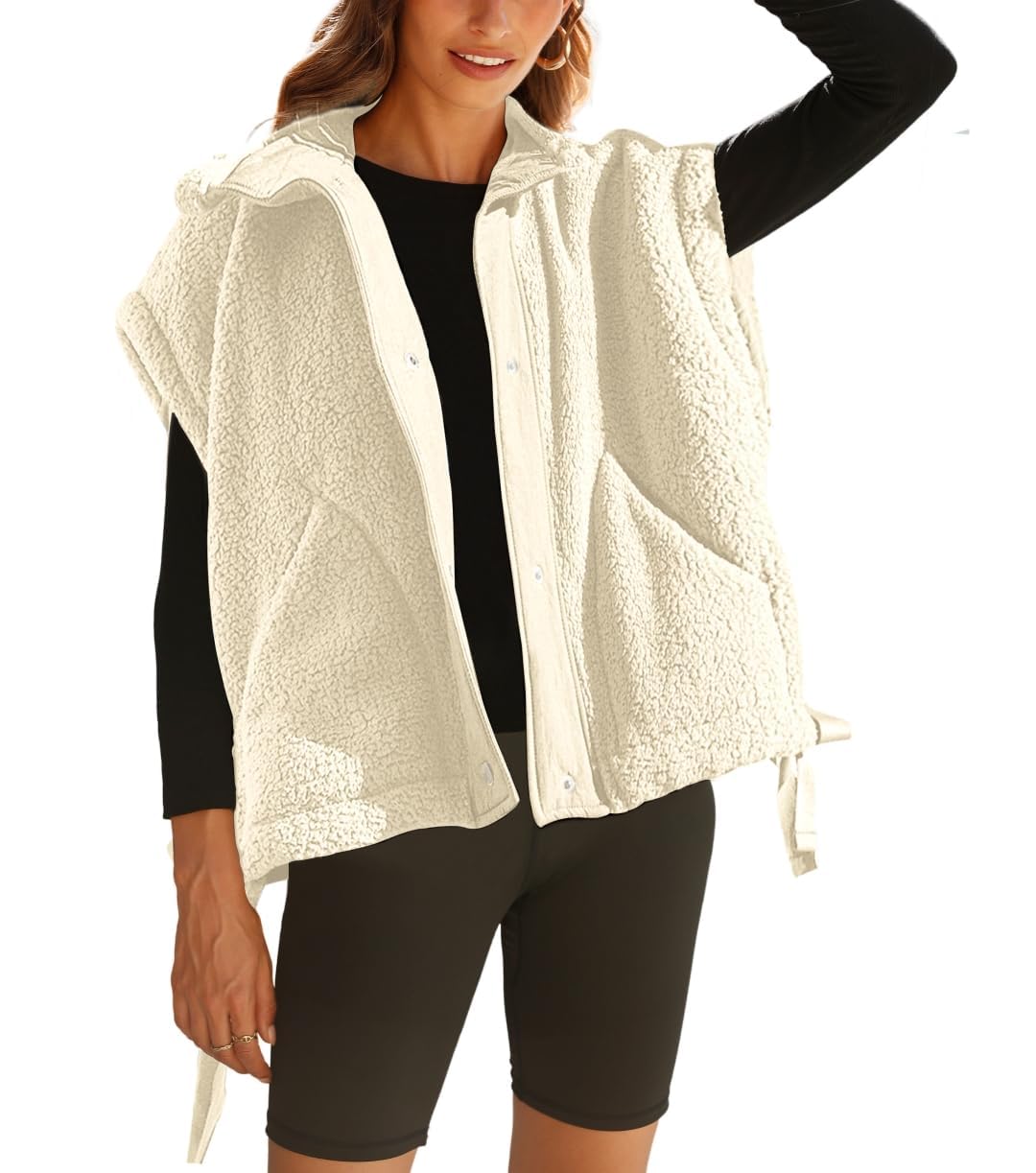 yozazzy Women's Oversized Fleece Vest Casual Sleeveless Fuzzy Sherpa Jacket Winter Warm Button Down Outerwear with Pockets-picture-16