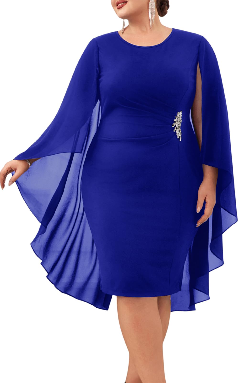 Hanna Nikole Womens Plus Size Chiffon Cape Dress