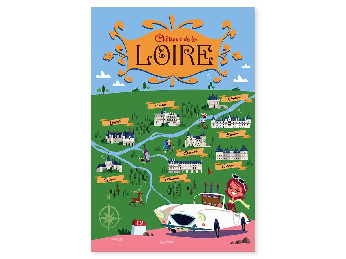 Tableau Route des châteaux de la Loire : toile imprimée 60x90 cm fabriquée en France