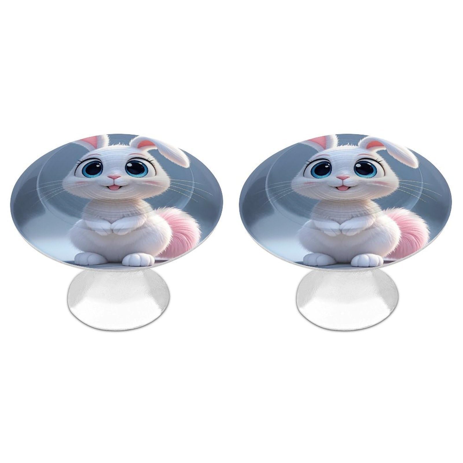 FekiLoot Bunny Cabinet Knobs 2 Pack Stainless Steel Round Dresser Drawer Knobs Kitchen Drawer Hardware Dresser Knob Closet Door Pulls Cabinet Handles for Cupboard Drawer Pulls