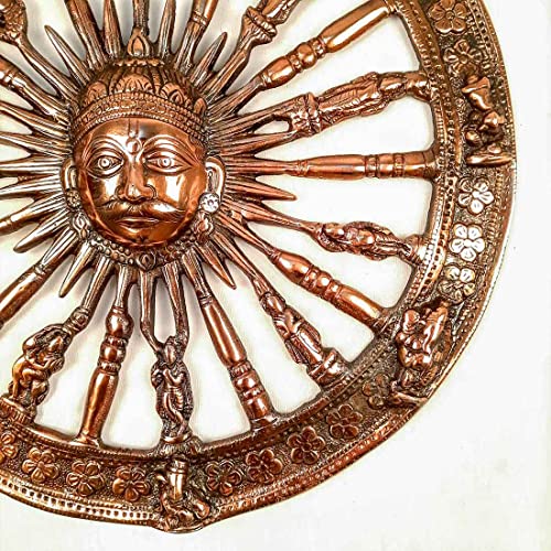 Image of Apka Mart The Online Shop Sun Chakra Wall Hanging Metal (15 Inch | Copper) for Wall Decor, Home Decor, Room Decor, Vastu and Gifts