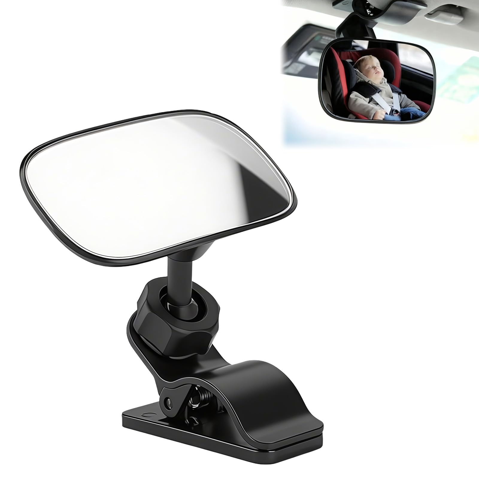 Baby Car Mirror,360° Adjustable Baby Rear View Car Mirror,Child Cars Mirror Rear Facing,HD Wide Angle Convex RearView Mirror with Clip,Back Seat Mirror to See Infants