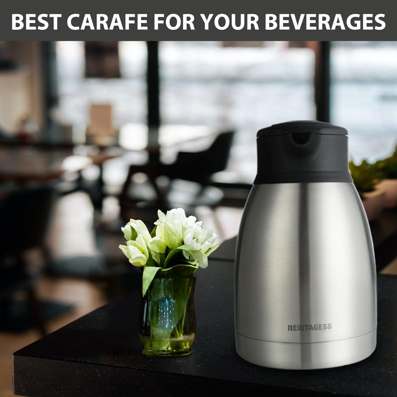 Jarra térmica de café de 34 onzas/1 litro, dispensador de bebidas calientes aislado, dispensador de café al vacío de acero inoxidable de triple pared para mantener el agua, té, café caliente o frío