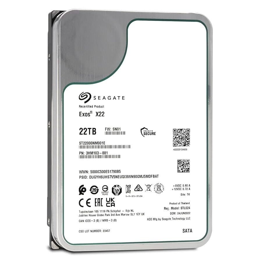 NAS向けHDD 22TB Seagate Exos X22 Amazon.com: Seagate Exos X22 22TB SATA 6Gb/s 7200RPM 3.5