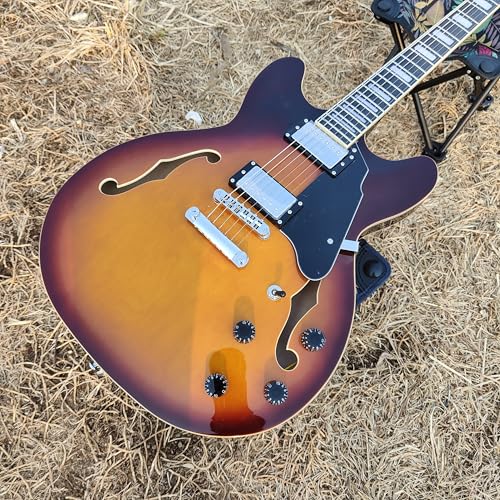 Semi-Hollow Body Electric Guitar, Sunburst Finish