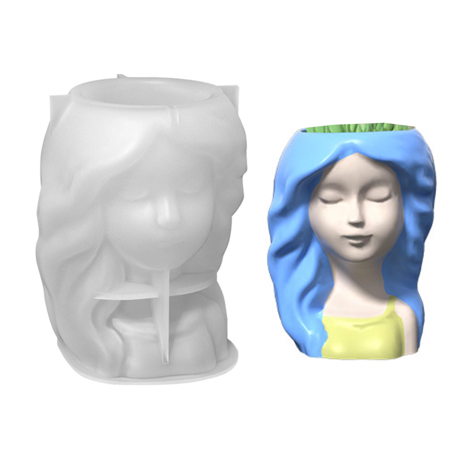 Tsophreniq Girls Pen Holder Flower Pot Silicone Molds Epoxy Resin Mold Planter for Resin Decors Silicone Flower Pot Pen Holder